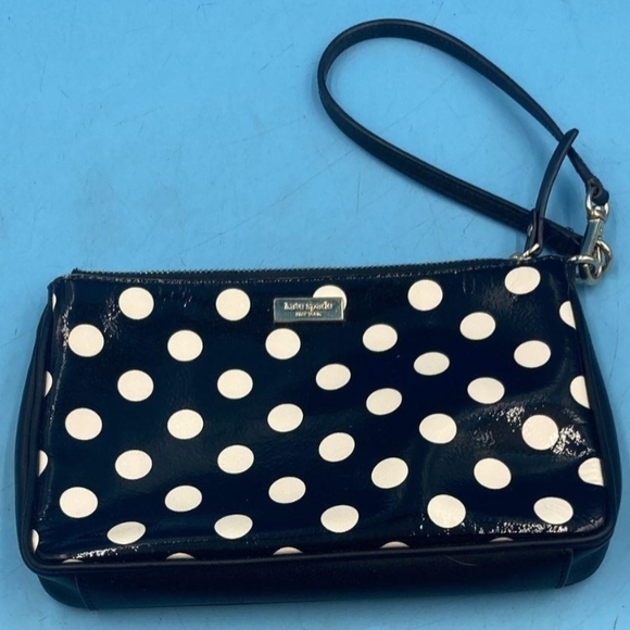 kate spade Handbags - Kate Spade Black and White Polka Dot Clutch